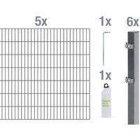 GAH ALBERTS Doppelstabmattenzaun-Set 5 Matten 1,40 x 10 m anthrazit