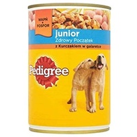 PEDIGREE Junior Nassfutter für Hunde Nassfutter für Welpen mit Huhn in Gelee 24 x 400 g (24 Dosen)
