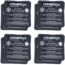 Relaxdays Kühlpads, 8er Set, Kalt-Warm-Kompressen, 11 x 11 cm, Erste Hilfe, wiederverwendbare Gelkühlkompressen, schwarz