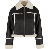 URBAN CLASSICS Ladies Shearling Übergangsjacke in Schwarz, Größe XXL