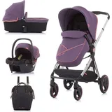 Chipolino Kinderwagen Elite 3 in 1, Autositz, klappbar, Tragetasche, Sportsitz lila