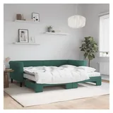 vidaXL Tagesbett Ausziehbar mit Matratzen Dunkelgrün 90x200 cm Samt