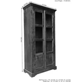 Massivmoebel24 Vitrine Akazie 98 x 46 x 191 cm Braun