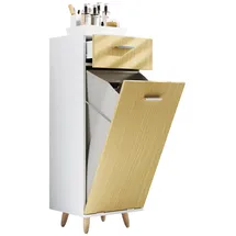VCM Holz Wäscheschrank Wäschetruhe Wäschebox Wäschekorb Maße ca. H. 97 x B. 40 x T. 35 cm - weiß,