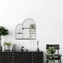 Wandregal MIRRORS AND MORE "Ivanka", schwarz, B:54cm H:55cm T:11cm, Metall, Regale, Dekoratives Regal
