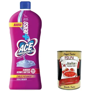 3x ACE Candeggina Più Denso Squeeze Aroma Floreale, dickes Bleichmittel, blumiges Aroma 1Lt + Italian Gourmet polpa 400g