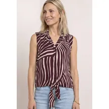 STREET ONE Blusentop mit Bowling-Kragen und Knoten Rustic Rouge 42