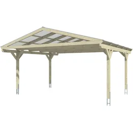 SKANHOLZ Carport Westerwald 5,70 x 5,41 m nussbaum inkl. Regenrinne und Pfostenanker