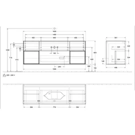 Villeroy & Boch Waschtischunterschrank 160 x 60,3 x 50,1 cm Schwarz Matt