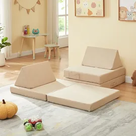 [en.casa] Kindersofa Norhulta 120 x 66 x 46 cm Cord beige