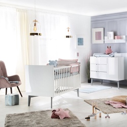 roba® Babymöbel-Set Retro 2, (Spar-Set, 2-St., Kinderbett, Wickelkommode), mit Kinderbett & Wickelkommode; Made in Europe weiß
