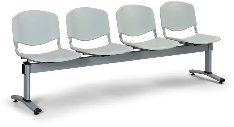 Kunststoff-Wartezimmerbank, Traversenbank VERONA, 4-sitzig, grau