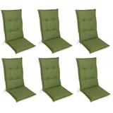 Gardissimo Hochlehnerauflage Premium grün 6 er Set Gartenstuhl Auflagen Kissen Polster Hochlehner, (Spar-Set, 6 St., 6 Auflagen), für Hochlehner-Stühle UV-beständig inkl. Bindebänder und Haltebänder grün