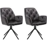 byLIVING Esszimmerstuhl SARINA, 2-er Set, Samtbezug anthrazit, schwarz