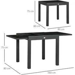 Outsunny - Gartentisch - 160 x 80 x 75 cm - schwarz