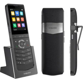 GEQUDIO GW-20 WLAN IP Telefon schnurlos – Wi-Fi 6 Modul & WLAN Roaming – IP67 wasserdicht, Bluetooth – Inkl. Ladeschale, kompatibel mit Fritzbox, Telekom, SIP (Edition 2026)