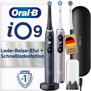 Oral-B iO Series 9 Black Onyx + 2. Handstück Rose Quartz + Aufsteckbürste + Reisetui