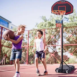 Costway Basketballständer 155-210cm höhenverstellbar, Basketballkorb mit Ständer, Basketballanlage rollbar, Korbanlage geeignet für Indoor und Outdoor