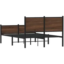 vidaXL Metallbett 140 x 200 cm Eichen-Optik