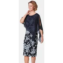 GOLDNER Chiffonkleid Etuikleid Blau/Weiß 54