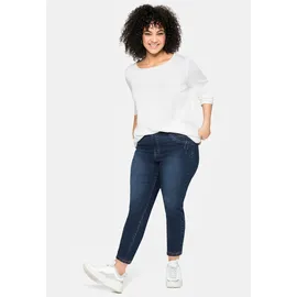 sheego Jeansjeggings SHEEGO, Damen, Gr. 46, Normalgrößen, blau (dunkelblau denim), 76% Baumwolle, 22% Polyester, 2% Elasthan, unifarben, lang, Jeans