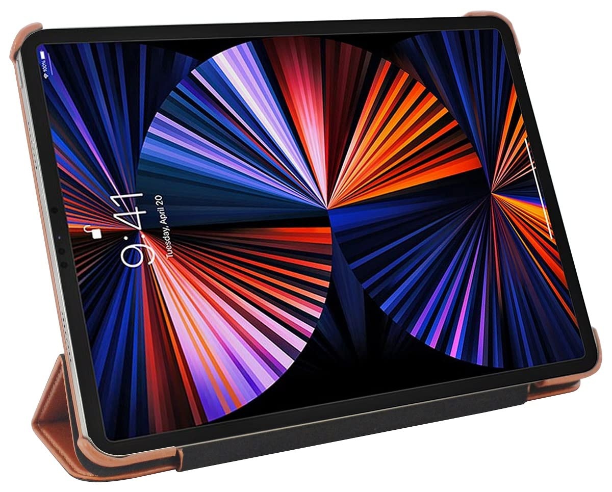 StilGut Couverture kompatibel mit iPad Pro 11" (2022 & 2021 & 2020) Hülle - iPad Pro 11" Hülle aus Leder mit Smart Cover, Lederhülle, Case - Cognac