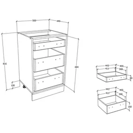 VCM Unterschrank Esilo 50 x 46 x 82 cm Grau