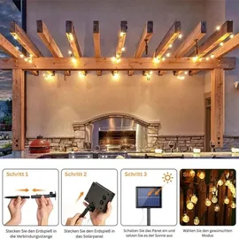 Montegoni Lichterkette Solar LED 8m 40 LEDs IP65 8 Modi warmweiß