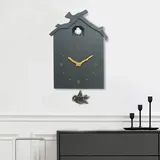 Kamanan Cuckoo Kuckucksuhr mit Vogelstimme, Modern Pendeluhr Wanduhr mit Nachtruhefunktion, Moderne Kuckucksuhr Holz mit Pendel, Batteriebetrieben Moderne Schwarzwalduhr Heimdekoration