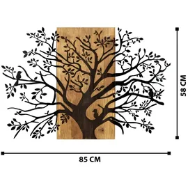 Asir Wanddekoration 85x58 cm Baum Holz/Metall - Braun/Schwarz