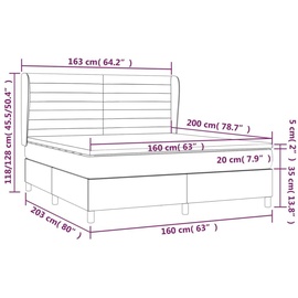vidaXL Boxspringbett mit Matratze Rosa 160x200 cm Samt - Rosa