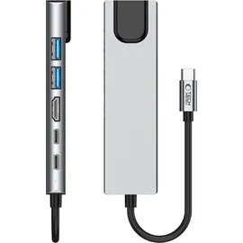 TECH-PROTECT HB02 6in1 USB-C HUB Adapter USB2.0 USB3.0 HDMI 4K 30Hz + RJ45 + PD100W Grau