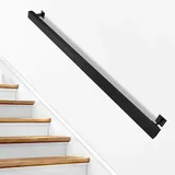 HavenGlide Metall Handlauf Treppengeländer Geländer Wandhandlauf Wand Treppe für Außen Innen, Schwarz Treppenhandlauf inkl. Wandhalterung und Endkappen, Wandhalterung Handläufe für Treppen (100cm)