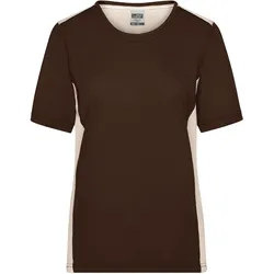 Damen Workwear T-Shirt Kontrast - Farbe grau, braun - Größe L