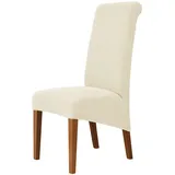 Stretch Esszimmerstuhlhussen 6er Set Große Stuhlhussen für Hochlehner Beige Stuhlschoner für Esszimmer, Küche, Bankett und Restaurant