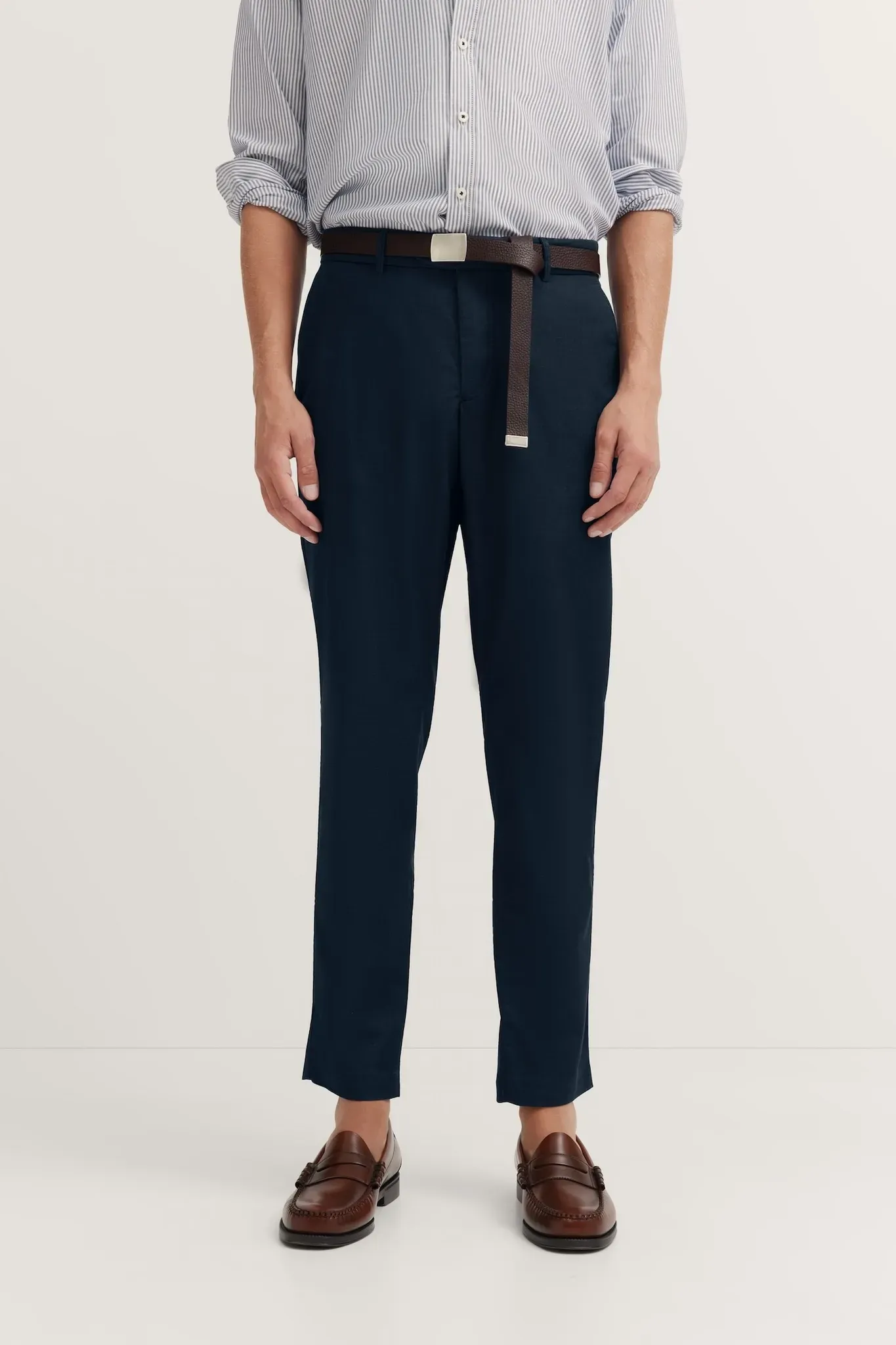 Chinohose BUGATTI, Herren, Gr. 36, Länge 34, blau (380, marine), 53% Baumwolle, 44% Polyester, 3% Elasthan, unifarben, gerade, unten schmal, Hosen Chinohose, aus Baumwoll-Mix