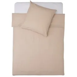 LUMALAND Premium Bettwäsche Everyday - Ganzjahres Bettbezug 155x200 cm & Kissenbezug 80x80 cm - Beige