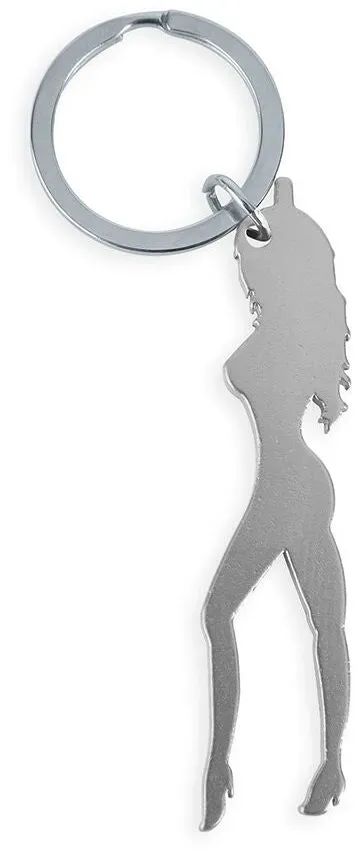 DIABLO PICANTE - SCHLÜSSELANHÄNGER MIT WEIBLICHER SILHOUETTE IN SILBERFARBE MIT BIERÖFFNER