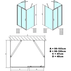 Polysan EASY LINE U-Kabine 100 x 190 cm Klarglas EL1015EL3415EL3415-SET