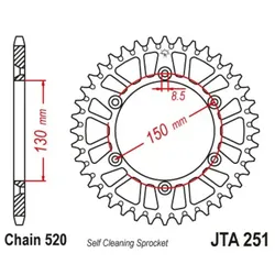 JT SPROCKETS Ultraleichte Aluminiumkrone 251 - 520