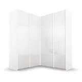 Rauch Quadra weiß (alpinweiß, hochglanz weiß), B:181cm H:229cm T:187cm, Holzwerkstoff, Schränke, Schwebetürenschrank, Eckschrank inkl. Türendämpfer und Schubladeneinsatz