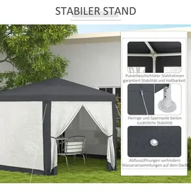Outsunny Pavillon 4 x 3 m inkl. 6 Seitenteile Dunkelgrau