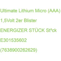 Energizer Battery AAA/LR03 Ultimate Lith 2-pak, 7638900262629 (2-pak)