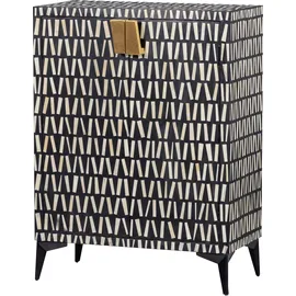 Woood Highboard 81 x 108 x 43 cm Schwarz / Weiß