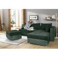 Collection AB Ecksofa COLLECTION AB "Italia L-Form", grün, B:217cm H:42cm T:182cm, 100%Polyester, Sofas, Ecksofa, mit Bettfunktion und Bettkasten, in Cord-Samt Mix