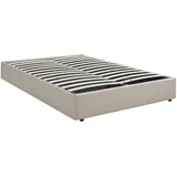 [en.casa] Polsterbett Nola mit Bettkasten 140 x 200 cm Leinen Beige