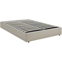 [en.casa] Polsterbett Nola mit Bettkasten 140 x 200 cm Leinen Beige