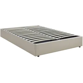 [en.casa] Polsterbett Nola mit Bettkasten 140 x 200 cm Leinen Beige