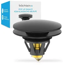 Bächlein Universeller Pop Up Waschbeckenstöpsel - Abflusssieb in Matt Schwarz für Waschtische - 36-38 mm Abfluss Ablauf Ventil-Stopfen mit Haarsieb