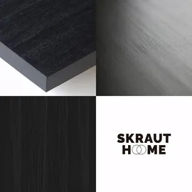 SKRAUT HOME TV-Schrank, Lowboard, Für TV-Geräte bis zu 80“, Elektrokamin. Hängend, Schwarz - Schwarz